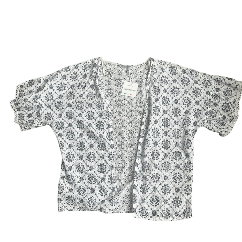 Valentina Naldi White and Black Floral Kimono